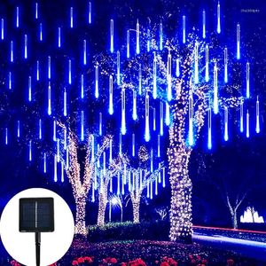 Saiten Navidad Meteorschauer Solar-LED-Lichterketten Weihnachtsdekorationen Hochzeit im Freien Feengarten Straßenlaterne 8 Röhren EU/US-Stecker