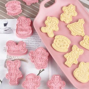 Stampi da forno Decorazione stantuffo Albero di Natale Fiocco di neve Babbo Natale 3D Cookie Cutter Pupazzo di neve Stampo per biscotti Stampo