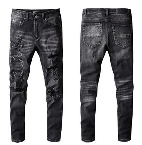 Jeans Herrenjeans, schwarze Cargohosen, Designer-Jeans, Röhrenjeans, Aufkleber, helle Waschung, zerrissene Motorrad-Rock-Revival-Jogger, wahre Religionen, Casua