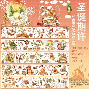 Gift Wrap 5pcs/Bag Christmas Wishes PET Special Oil Washi Tapes Junk Journal Masking Tape Adhesive DIY Scrapbooking Sticker