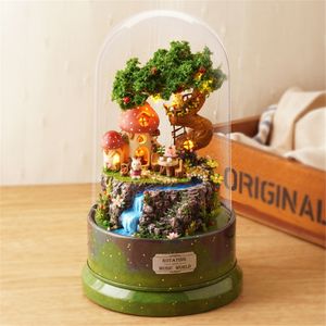 Decorative Objects Figurines Cute Room Music Box Diy Rotating Acrylic Cover Manual Assembly Romantic Gift Valentine's Day Birthday Present Home Decoration 221108