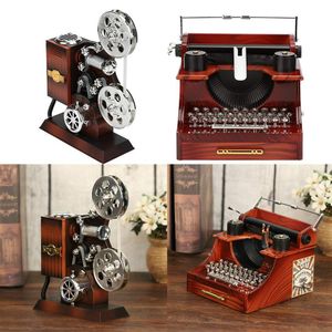 Decorative Objects Figurines Music Box Classic Typewriter Model Wood Metal Antique al es Toys Home Decor Christmas Birthday Gift 221108