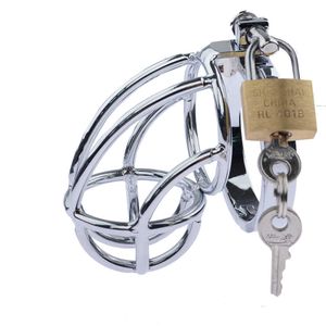 MASSAGE Toy Adult Products Sexy Products Men's Metal Chastity Lock Bird Cage JJ Ring Masturbation Prevenção Cheating Adultério A081