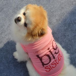 Одежда для собак Большая сестра для печати футболка мягкая щенка одежда для собак милая мультипликационная одежда для домашних животных летняя рубашка повседневные жилетки для небольших припасов