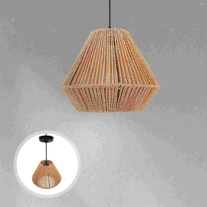 Lampade a sospensione Paralume Tessuto leggero Tessuto a soffitto Sfumature Apparecchio Lampadario Appeso Rattan Fattoria Tamburo rustico Spiaggia costiera Scrivania