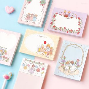 100pcs/bagかわいい甘い女の子シリーズスティッキーノートが簡単に持ち運びが簡単なメッセージタグメモパッド学校のオフィス用品