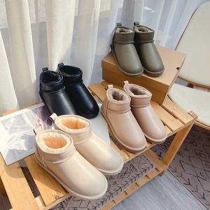 Australian Classic Mini Snows Boots Women Glossowa wodoodporna platforma modowa Snow But Rice Biała czarna żywica zima ciepłe futra wełniane buty