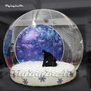 Advertising Inflatable Snow Globe Bounce Bubble Tent Transparent Dome Photo Booth With Backdrop For Outdoor Christmas Decoration