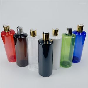 Storage Bottles Multicolor 500ml X 12 Empty Plastic Shampoo Bottle With Gold Silver Disc Top Cap 17oz PET Essential Oil Cosmetic Packing