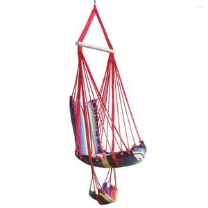 Hammocks algodão corda de algodão Cadeira de balanço de giro Hammock portátil com almofada de pé de madeira de madeira relaxamento externo acampamento pendurar assento