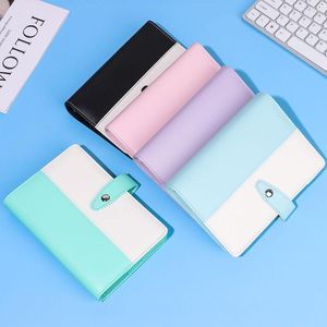 MACARON A6 Stitching PU Leather Notebook Loose Leaf Binder Budget Refillerbar 6 Ring Notepad Cover With Angle Guard Learning