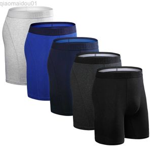 5 bit set män boxare långa ben underkläder män underkläder man trosor bomull sexiga boxare shorts boxer shorts märke trosor l220809