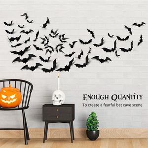 Wall Stickers 12/24pcs Halloween Decoration 3D Black PVC Bat Party DIY Decor Bar Room Scary Decos Props Sticker