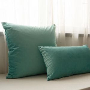 Federa per cuscino in morbido velluto verde blu di alta qualità, senza imbottitura