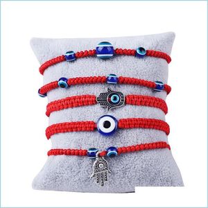 Charm Bracelets Handwoven Bracelet Lucky Kabh Red String Thread Hamsa Bracelets Blue Turkish Evil Eye Charm Jewelry Fatima Friendshi Dhxni