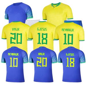 22 Braziliës voetbaltrui T shirts Marcelo Pele Paqueta Neres Coutinho Firmino Jesus Vini Jr Brazils voetbalshirt Kids Kit Men vrouwen