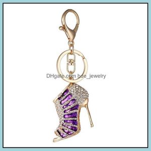 Keychains Lanyards Crystal High Heeled Rhinestone nyckelkedjor Purse Pendant Påsar bilar sko ringhållare kedja mix färger nyckelringar fo dhjic