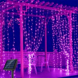 Juldekorationer dekoration 2023 Festoon LED Light Solar Fair Gardin 3mx3m för rum bröllop utomhusår dekor tillbehör 221109