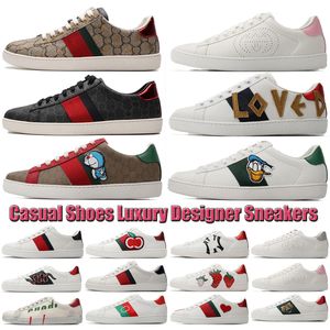 2024 Designers Luxury Casual Shoes Cat Tiger Ace Bee Sneakers Casual Tennis Shoes Män Kvinnor Lace Up Classic White Leather Sports Lover Trainers