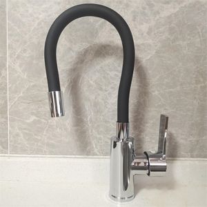 Rubinetti della cucina Colore tubo flessibile Nero Bianco Cromo e miscelatore acqua fredda Lavello Acciaio inossidabile 221109