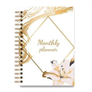 Programe este planejador diário semanal calendário inglês livro A5 notebook de bobina de bobina Monthly Office Supplies Gift de Natal