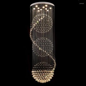 Avizeler Modern Spiral LED Oturma Odası Vitrin Kristal Avize Aydınlatma Lambası İç Dikirde Merdiven Merdiven Yatak Odası El