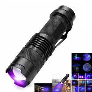 Lanterna LED UV Mini Lanterna LED 395nm luz negra Comprimento de onda Luz Violeta Zoomable Pet Urina Scorpion Detector de higiene feminina