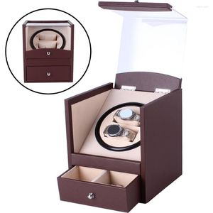 Watch Boxes Automatic Winder Shaker Case Box Anti-magnetization 3 Rotation Mode Setting - Brown 2 175x180x210mm