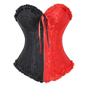 Bustiers Corsets Bustiers Sexy Top Blusa com Zíper Vermelho e Preto Espartilho Traje Halloween Plus Size Floral Vintage Gothic Corsetto 221108