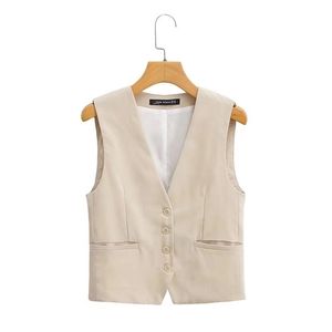 Jackets femininos Zevity Women Fashion V Neck Single Bastest Bolsets Slim Vest Jacket Ladies Ladies sem mangas Casual Business Coloat Tops CT1117 221109