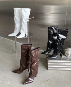 أزياء أحذية الخريف والشتاء 2022 جديد الأزياء متعددة الاستخدامات طويلة النساء الكعب الرفيع عالي الدبغة فارس الفارس