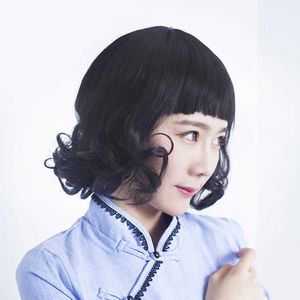 Parrucche in pizzo per capelli Parrucca Giappone Corea del Sud Testa femminile in fibra chimica Corta rifinitura per il viso Set di capelli ricci medi e lunghi