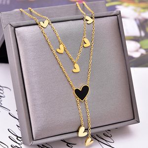 Multi Layered Heart Moon Necklace Fashion Ladies Gold rostfritt stål halsband smycken för gåva