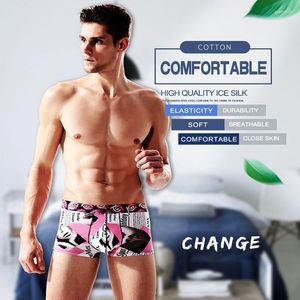 Underpants boxers homens 4 PCs Seção fina de seda gelo BOLIÇÃO BOLESTRA BOLERSHORTS MED PRIMAÇÃO MASCIME