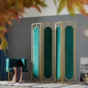 Gold folding mobile screens beauty salon nail salon push-pull partition clothing store fabric decoration foldings screen