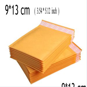 Hediye sargısı toptan11x13cm 100pcs sarı kraft kabarcık zarfı poli postacı yastıklı zarflar posta çantaları ble parti drop dhanx için hediye çantası