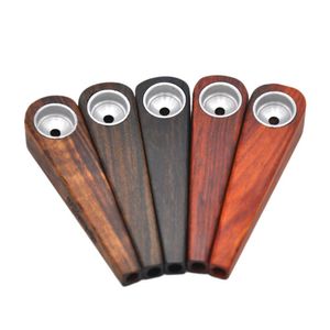 Other Smoking Accessories Premium Natural Handmade Wood Smoking Pipe With Metal Bowl Straight Type Portable Pipes Color Random Drop Dhpyy
