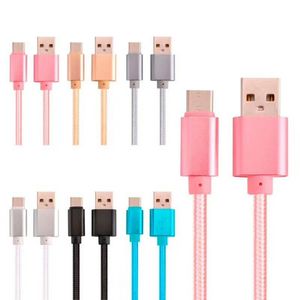 1M Typ C 3ft flätad USB -laddare Kabel Micro V8 Cables Datalinje Metallplugg för Samsung Note 20 S9 Plus