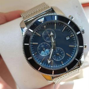 Top Sell Fashion Mens Watch Chronograph Quartz Movement Lifestyle Waterproof Ocean Watches Strap281b in maglia in acciaio inossidabile di buona qualità