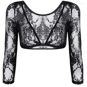 Women's Blouses Thin Perspective Shawl Shrug Tops Women Summer Long Sleeve Top V-Neck Mesh Lace Blouse Female Shirt