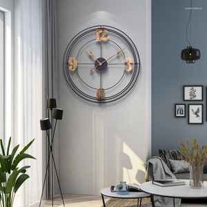 Wanduhren Retro Uhr Home Interior Mute Metall Große Wohnzimmer Dekoration Gold Uhren Für Horloge