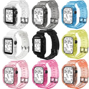 Sport Clear Band -remmar med fodral f￶r Apple Watch Series 7 8 Ultra 49mm 2 i 1 Transparent Armor Silicone Cover Strap Iwatch 5 6 SE 40mm 41mm 44mm 45mm