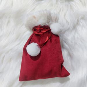 Velvet Christmas Gift Bag Candy Draw Smyt Solid Color Poledle Pocket 1223517