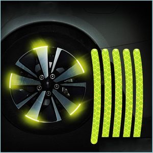 Outros acessórios externos de 20pcs roda de carro cubo tiras de tiras refletivas adesivo luminoso para acionistas de condução noturna dhzlg