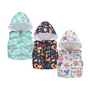 Weste Winter Säugling Jungen Mädchen Warme Weste Mantel Mode Niedlichen Cartoon Kinder Outwear Kinder Ärmellose Kapuzenjacke Baumwolle Baby Kleidung 221109