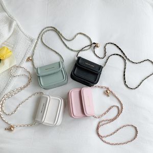 Candy dla dzieci kolory torebki Pearl Jelly Bag dla dziewcząt Dziewczyny moda Pearls łańcuch mały kwadratowy torby Kobieta mini jeden portfel na ramię