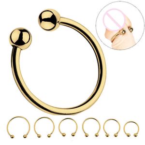 Massage Toy Adult Supplies Sexy Toys Male Penis Ring Lock Sperm Fixation Gold c Double Bead Half Jj