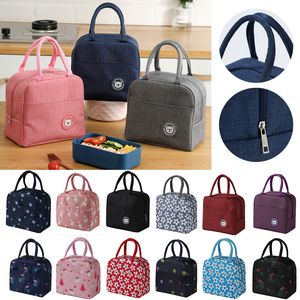 Portable Lunch Bag Insulated Canvas Bento Container Storage Bags Thermal Food Picnic Lunch Pouch For Women Kids