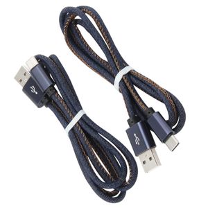 Cabo USB Tipo C Carregamento r￡pido Denim tran￧ado 1M Micro V8 Sincronizar o cabo do cabo de carga para Xiaomi OnePlus LG Samsung Phone Charger Line