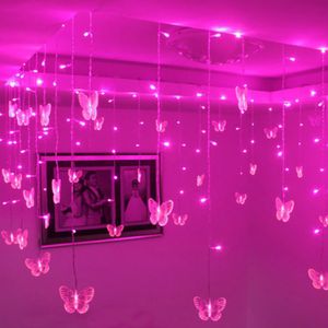 Decorações de Natal 3,5m Butterfly LED Curtain Lights Fairy String Fairy for Holiday Wedding Party Home Year Decoration 221109